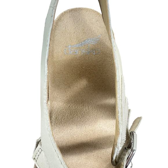 Dansko Rissa Ivory Nappa Casual Heeled Mary Jane Leather Sandals Size 39 8.5 9 - Picture 7 of 8